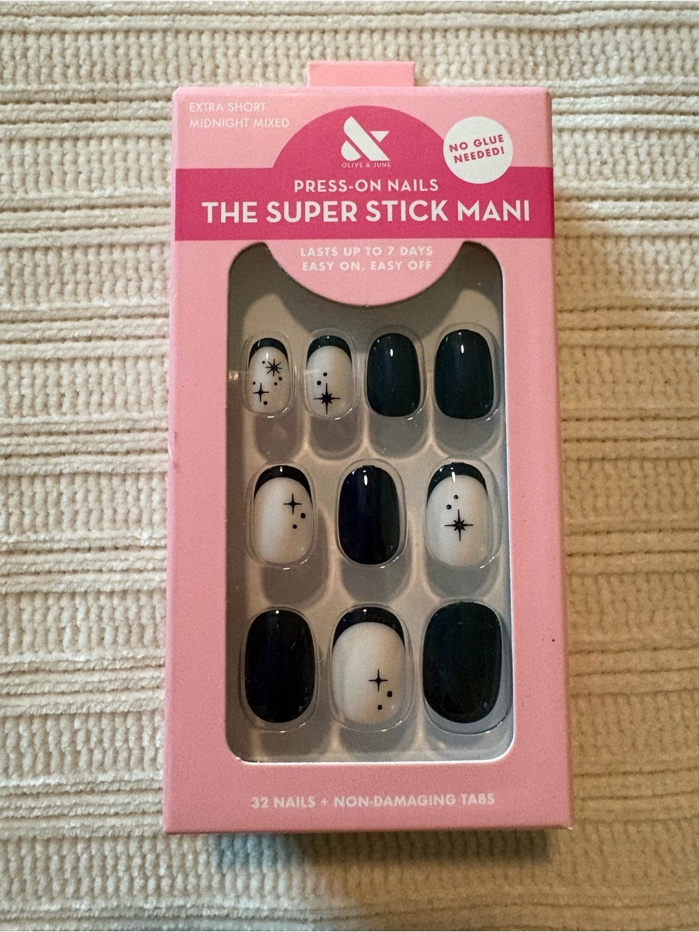 Olive & June Midnight Mixed Press-On Nails - Black & White Extra Short